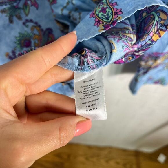 Talbots Womens Button Down Shirt Size L Paisley Print - Picture 5 of 15